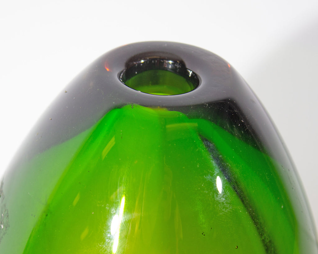Murano Sommerso Flavio Poli Attrib. Green and Amber Glass Vase