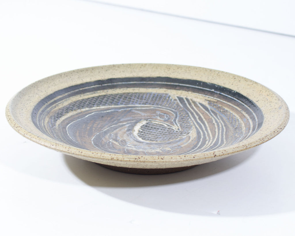 Charles Counts Beaver Ridge Studio Pottery Plate with Bird