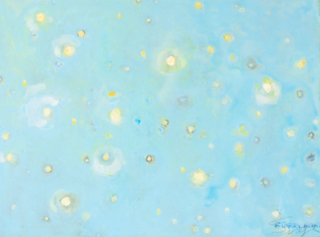 Walter Sorge Signed Mixed Media “Starry Night” Oil on Paper Painting