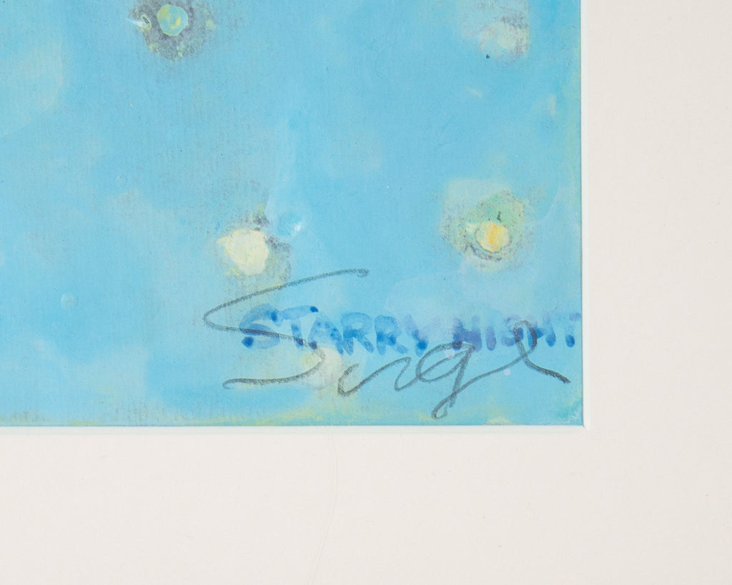 Walter Sorge Signed Mixed Media “Starry Night” Oil on Paper Painting