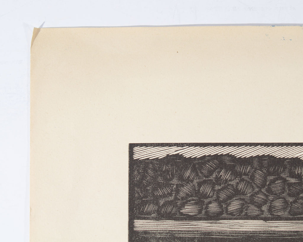 Nino Finamore 1930s “Pompei - an interior” Woodcut Print