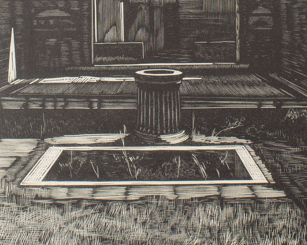 Nino Finamore 1930s “Pompei - an interior” Woodcut Print