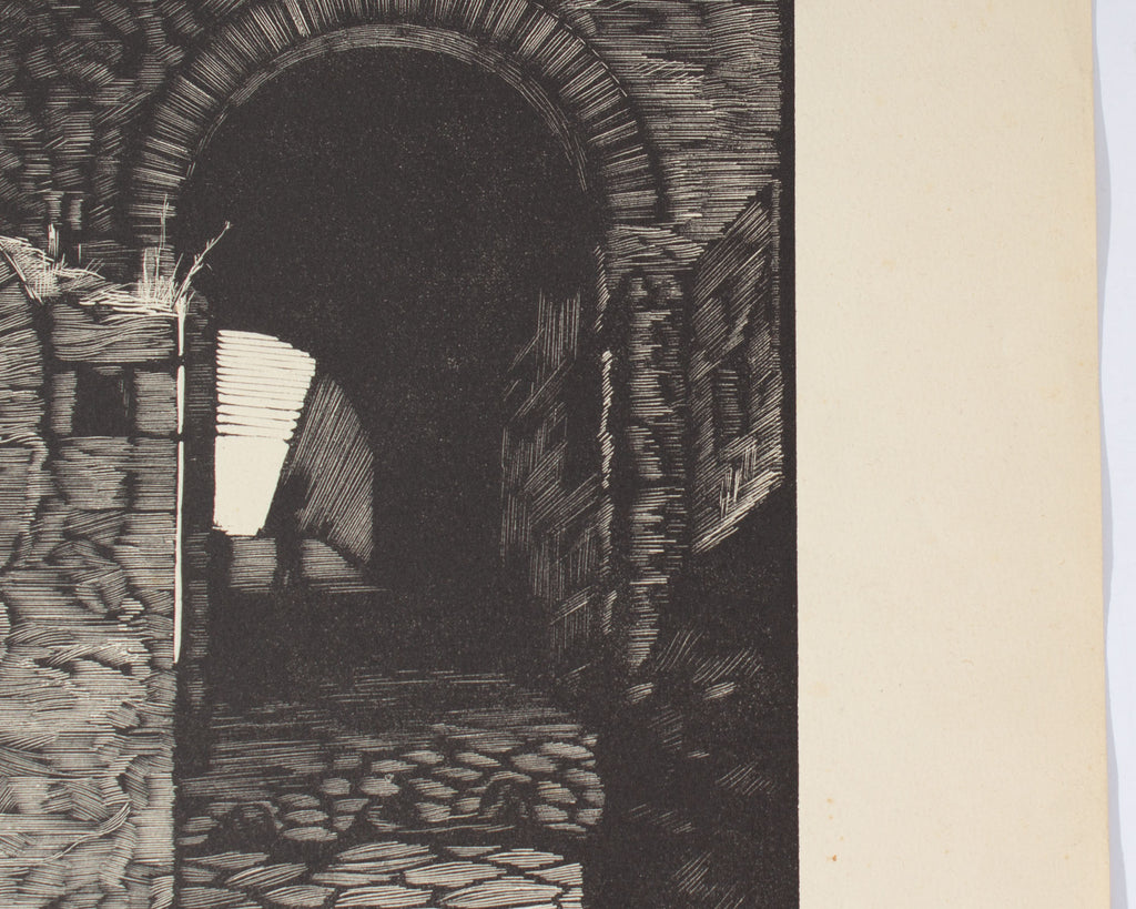 Nino Finamore 1930s “Pompei - Nola Gate” Woodcut Print