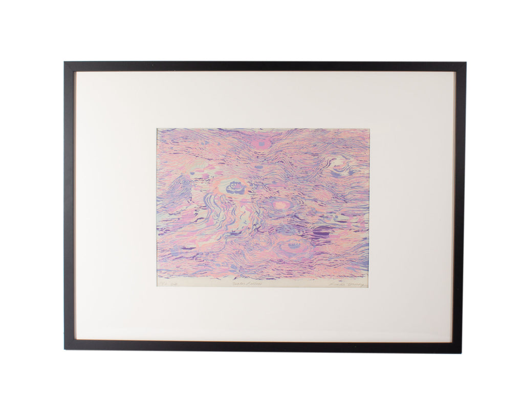Linda Young Signed “Water Lilies” Limited Edition Woodblock Print