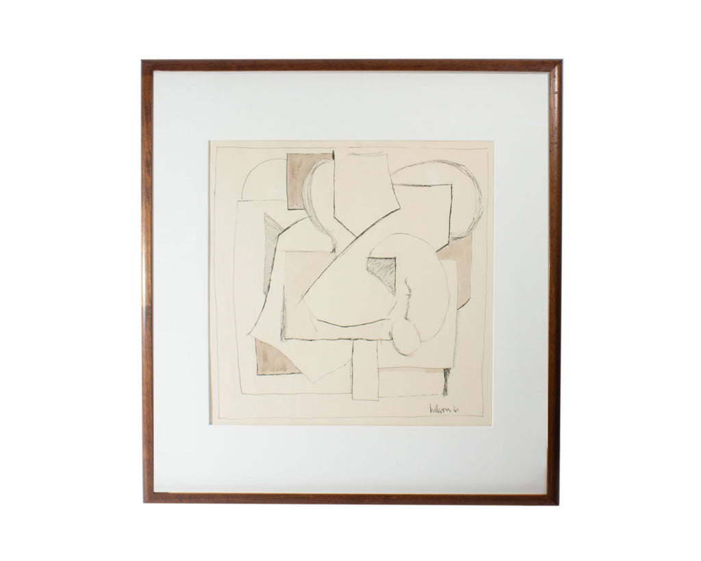 Harry Hilson Signed 1961 Ink Abstract Still Life Painting