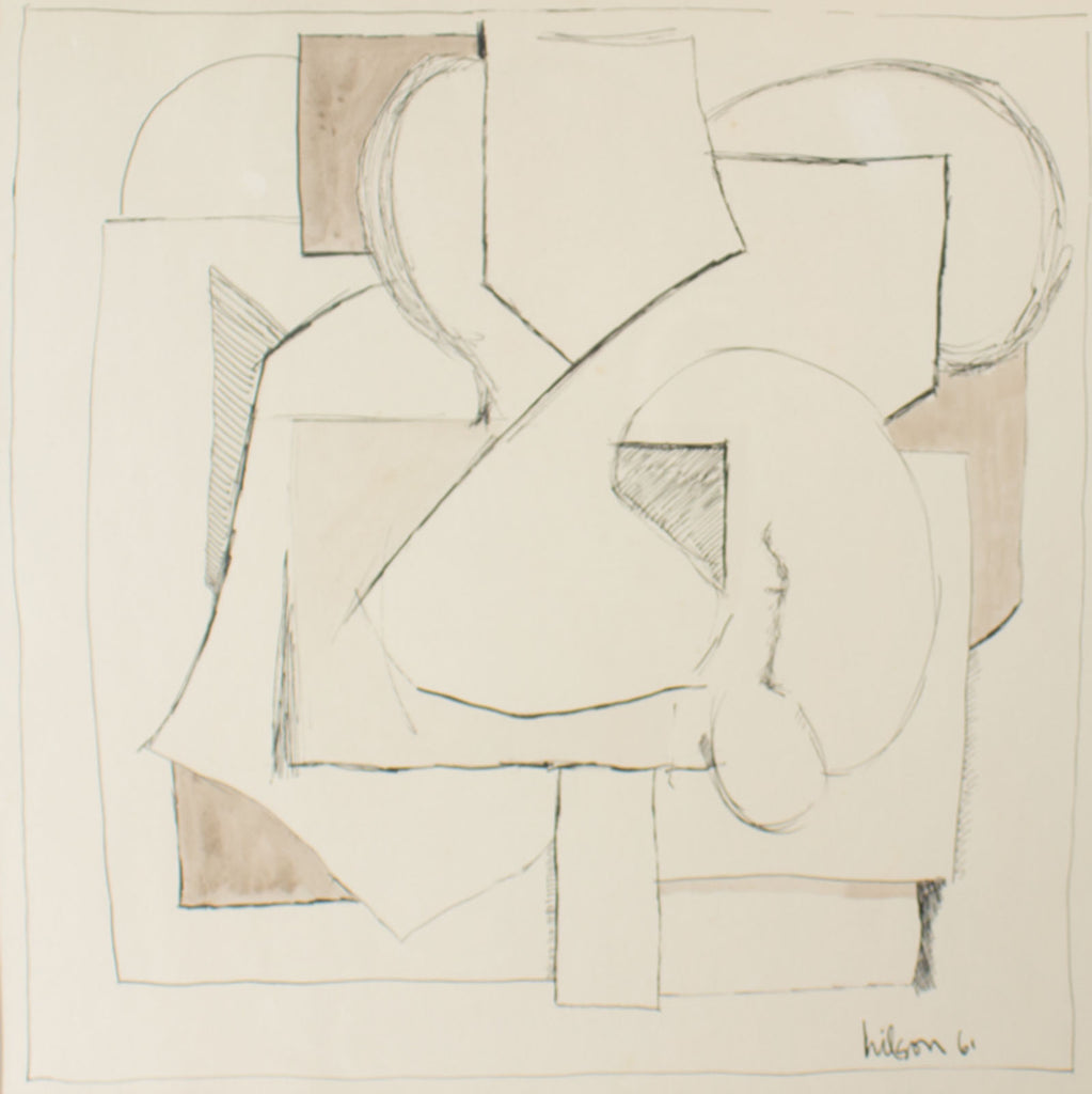 Harry Hilson Signed 1961 Ink Abstract Still Life Painting