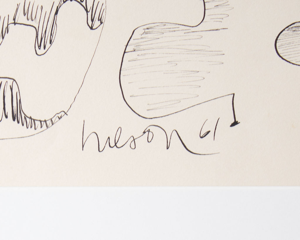 Harry Hilson Signed 1961 Abstract Ink Drawing