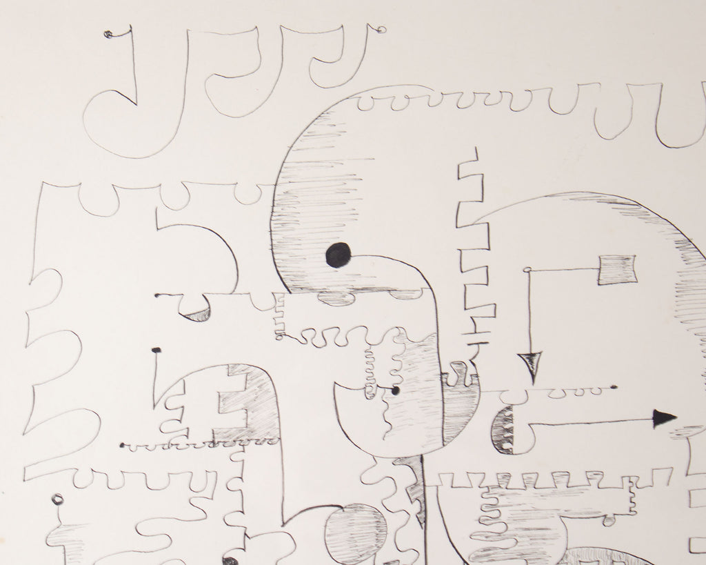 Harry Hilson Signed 1961 Abstract Ink Drawing