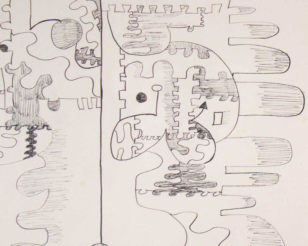 Harry Hilson Signed 1961 Abstract Ink Drawing