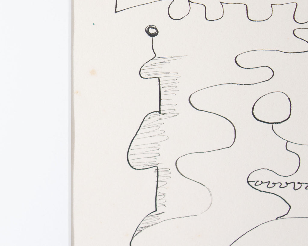 Harry Hilson Signed 1961 Abstract Ink Drawing