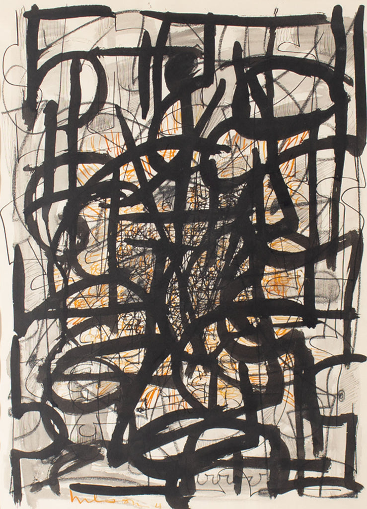 Harry Hilson Signed 1961 Abstract Ink and Watercolor Painting
