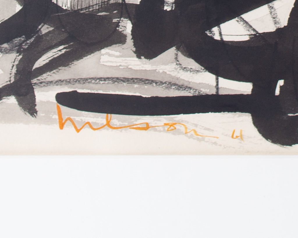 Harry Hilson Signed 1961 Abstract Ink and Watercolor Painting