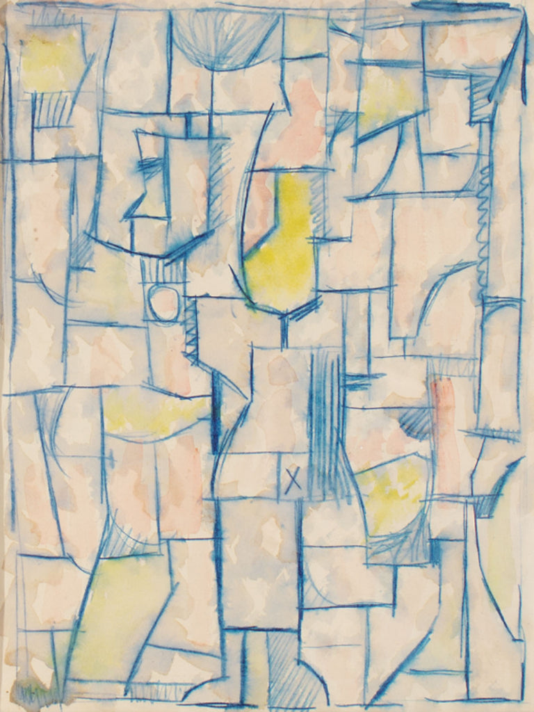 Harry Hilson 1960s Abstract Watercolor Painting