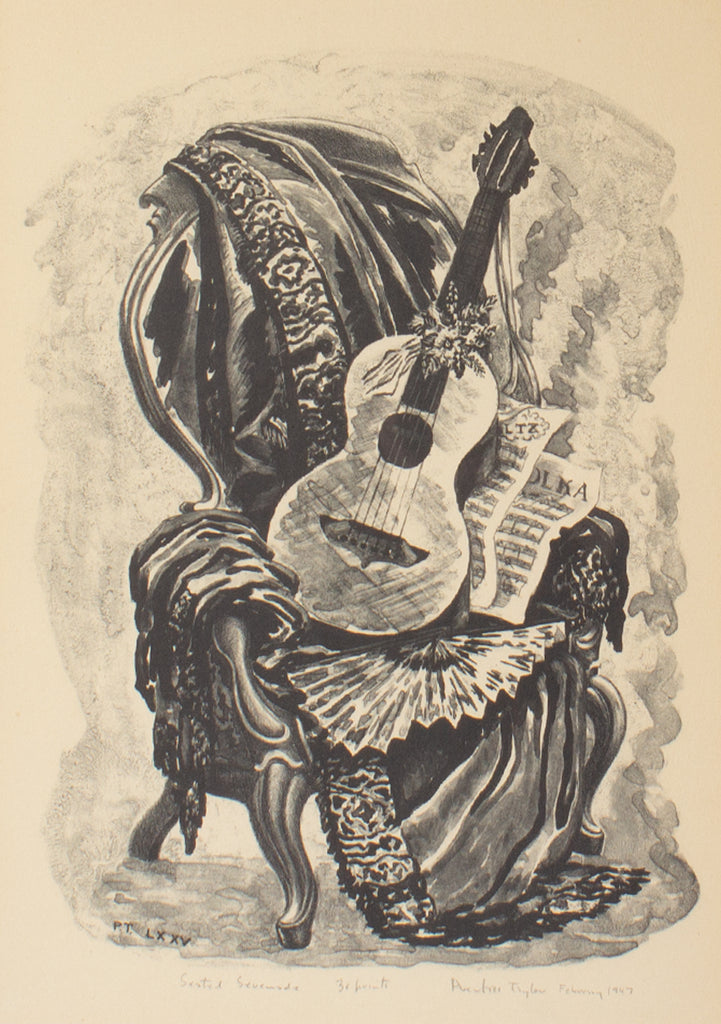 Prentiss Taylor 1947 “Seated Serenade” Still Life Lithograph