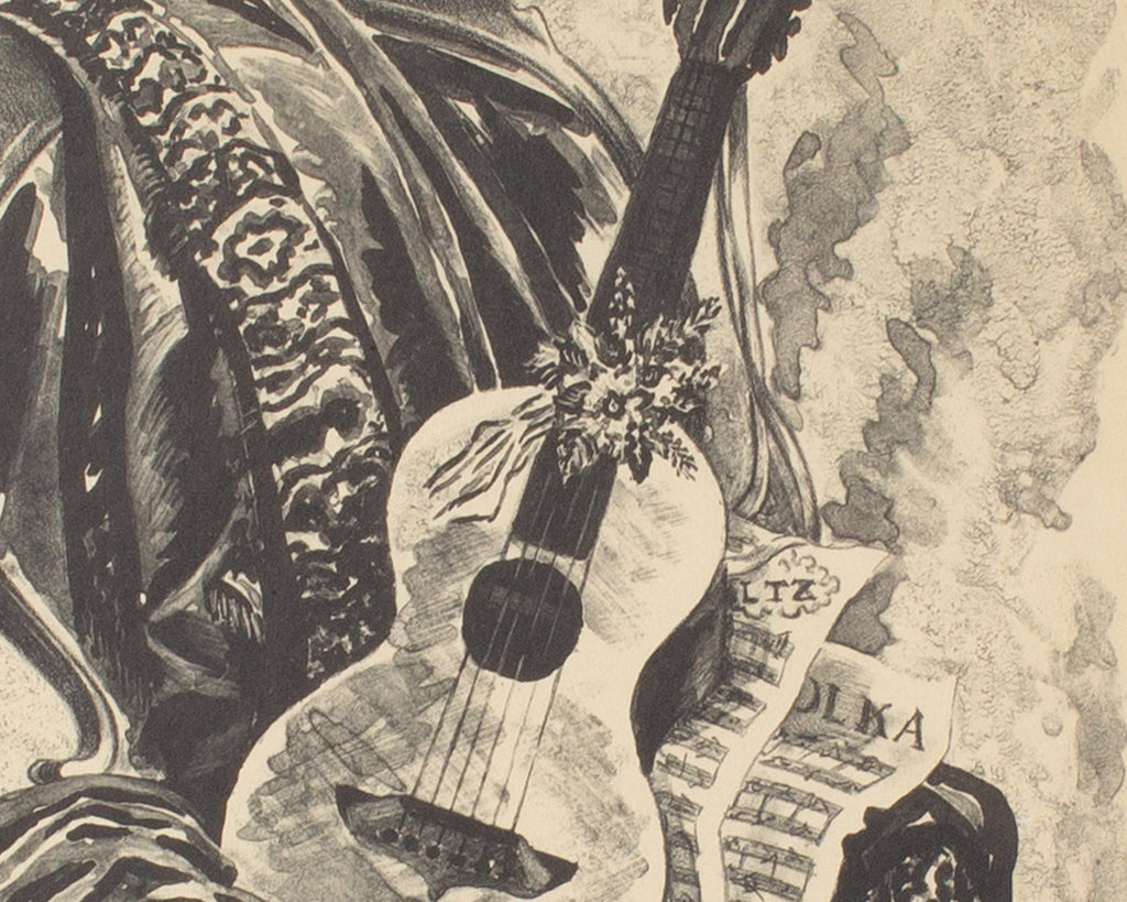Prentiss Taylor 1947 “Seated Serenade” Still Life Lithograph