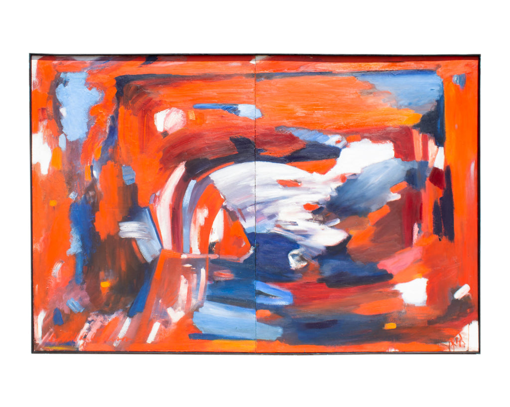 Darrell L. Anderson Abstract Oil on Canvas Diptych Painting