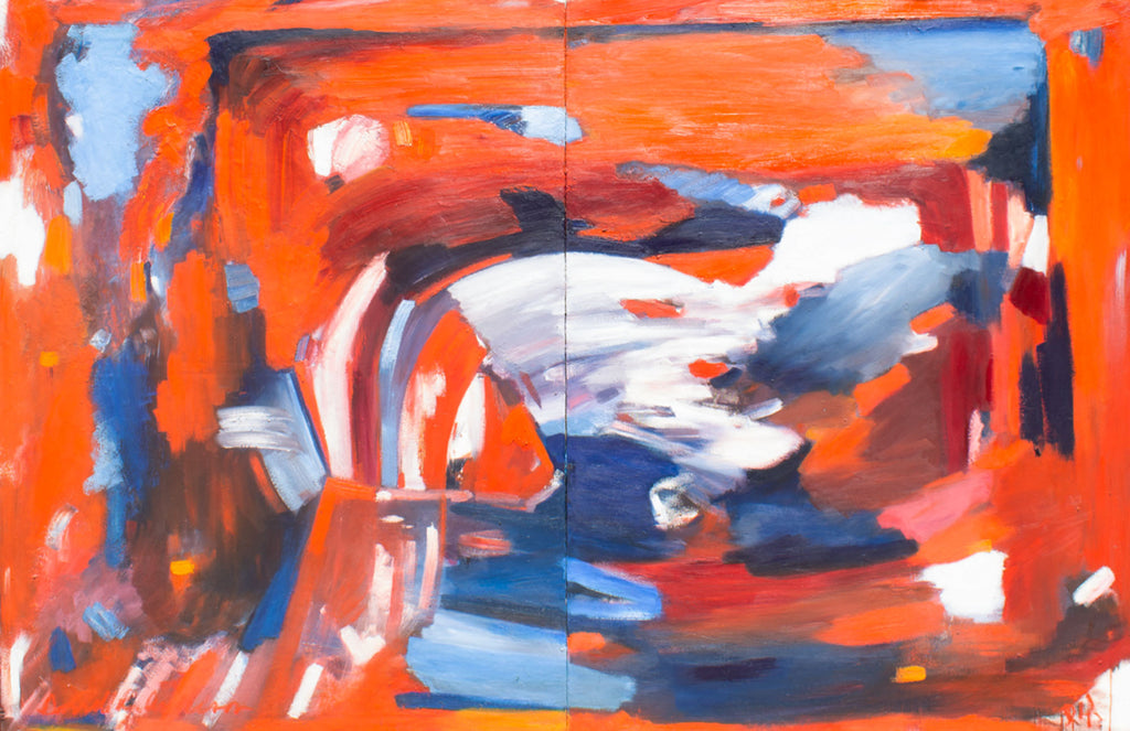 Darrell L. Anderson Abstract Oil on Canvas Diptych Painting
