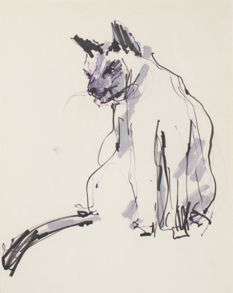 James L. Bruch Marker Drawing of a Cat