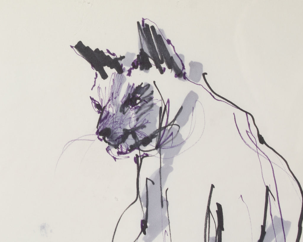 James L. Bruch Marker Drawing of a Cat