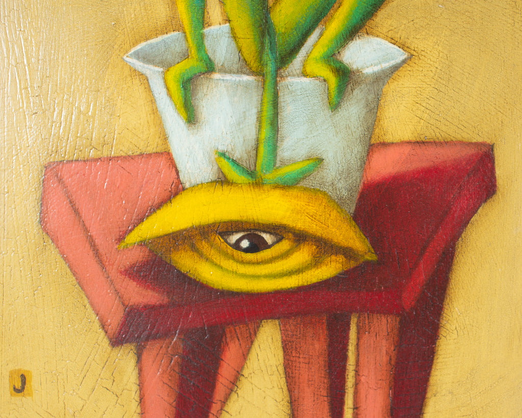 Jeff Sutherland “Not a Problem” Surrealist Oil on Board Still Life Painting