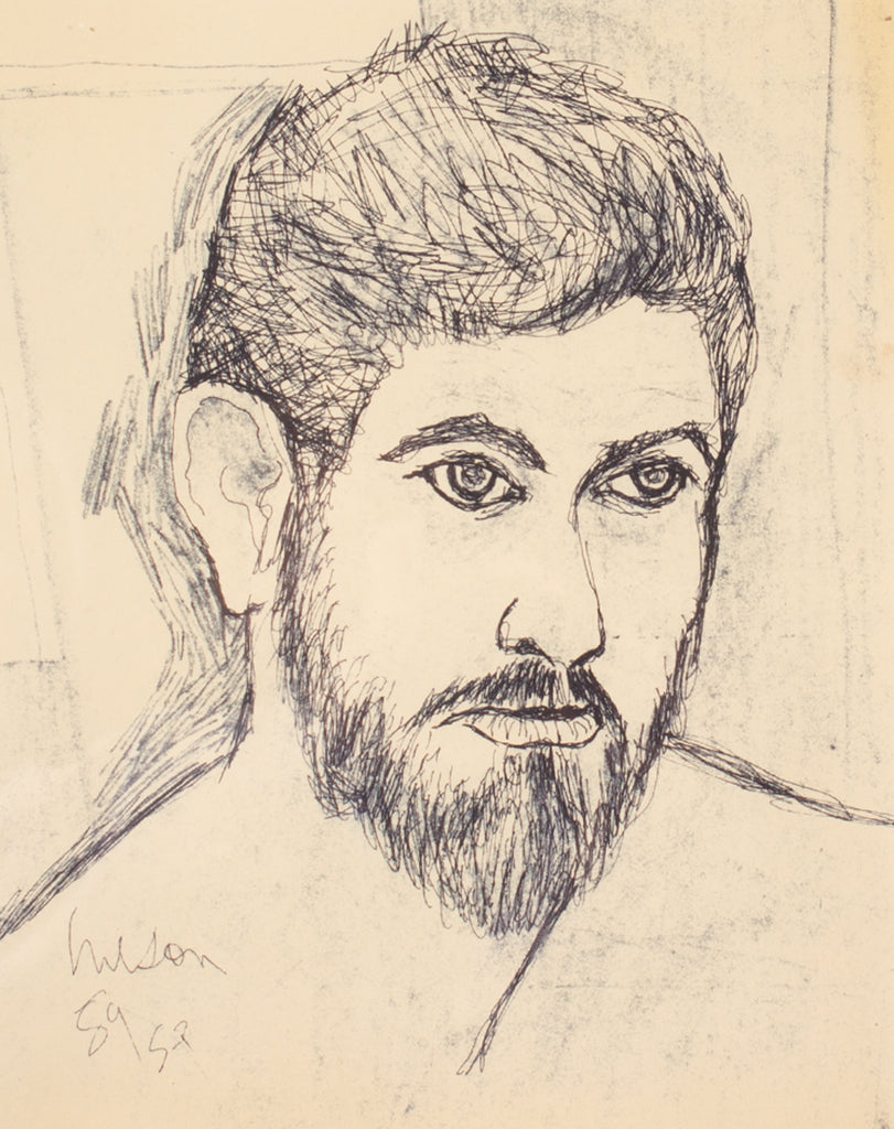 Harry Hilson 1959 Self-Portrait Ink Drawing