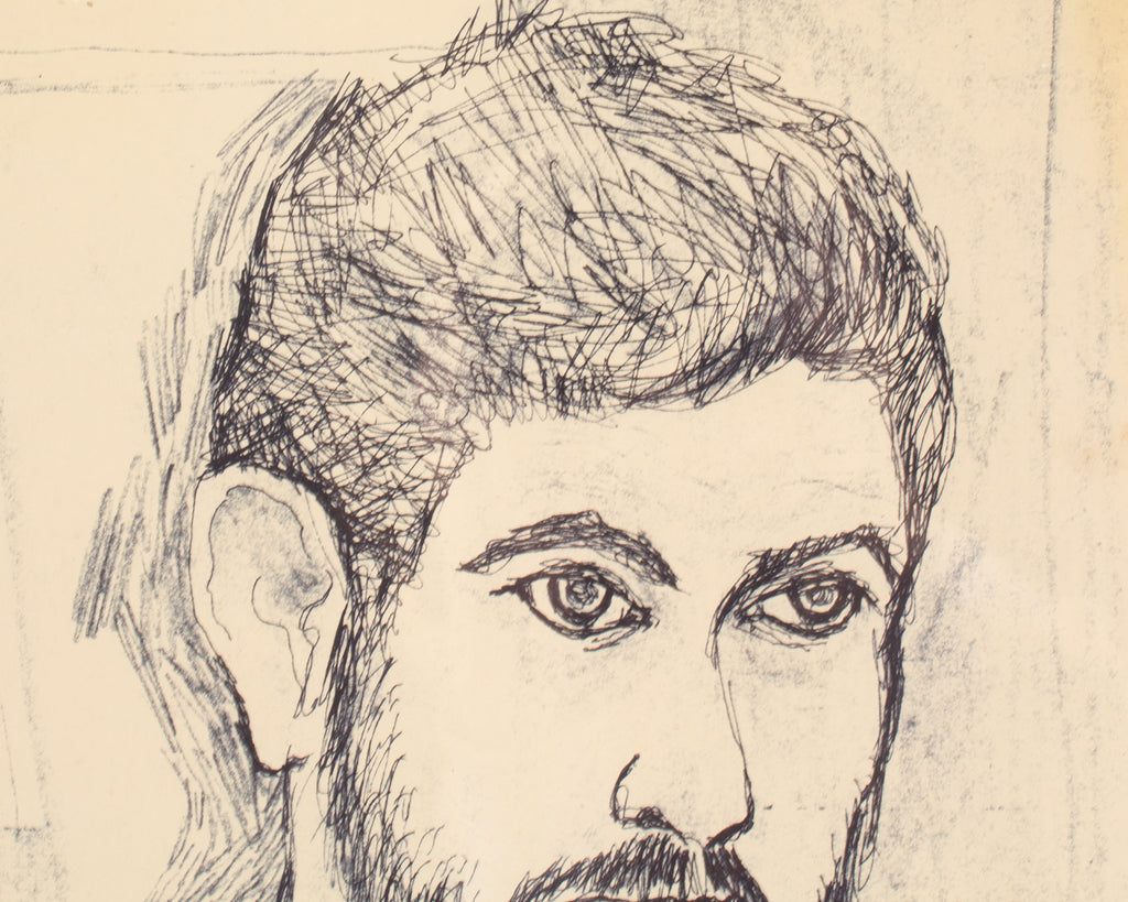 Harry Hilson 1959 Self-Portrait Ink Drawing