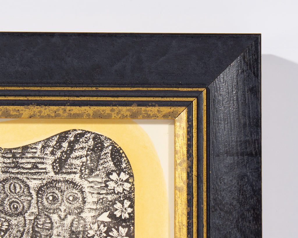 Yoichi Kenmoku Limited Edition Woodblock Print of Owls