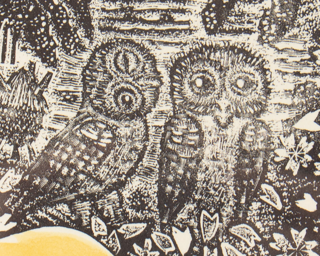 Yoichi Kenmoku Limited Edition Woodblock Print of Owls