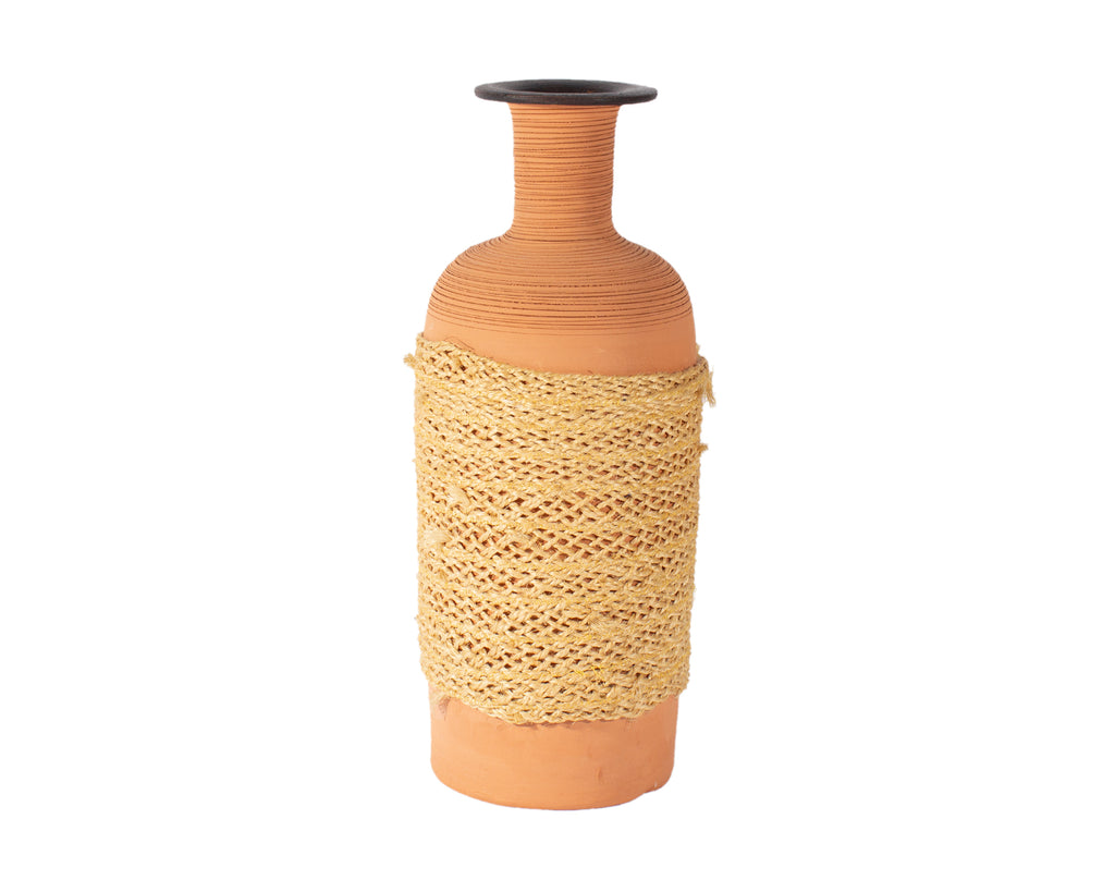 Italian Raymor Ceramic Vase with Woven Accent