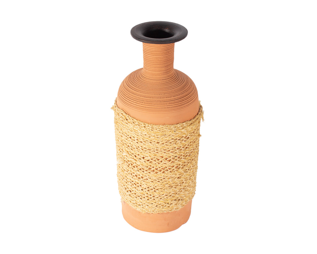 Italian Raymor Ceramic Vase with Woven Accent