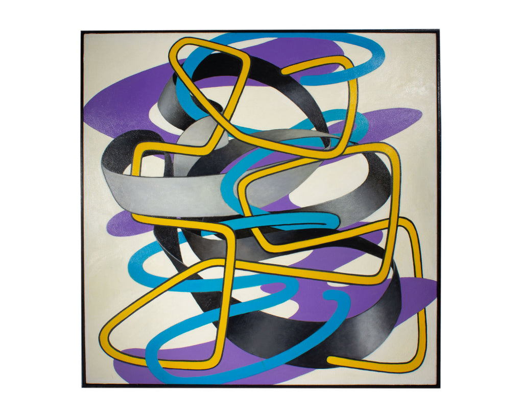 James Massena March “Bent Blue Wire” Acrylic on Ca Painting