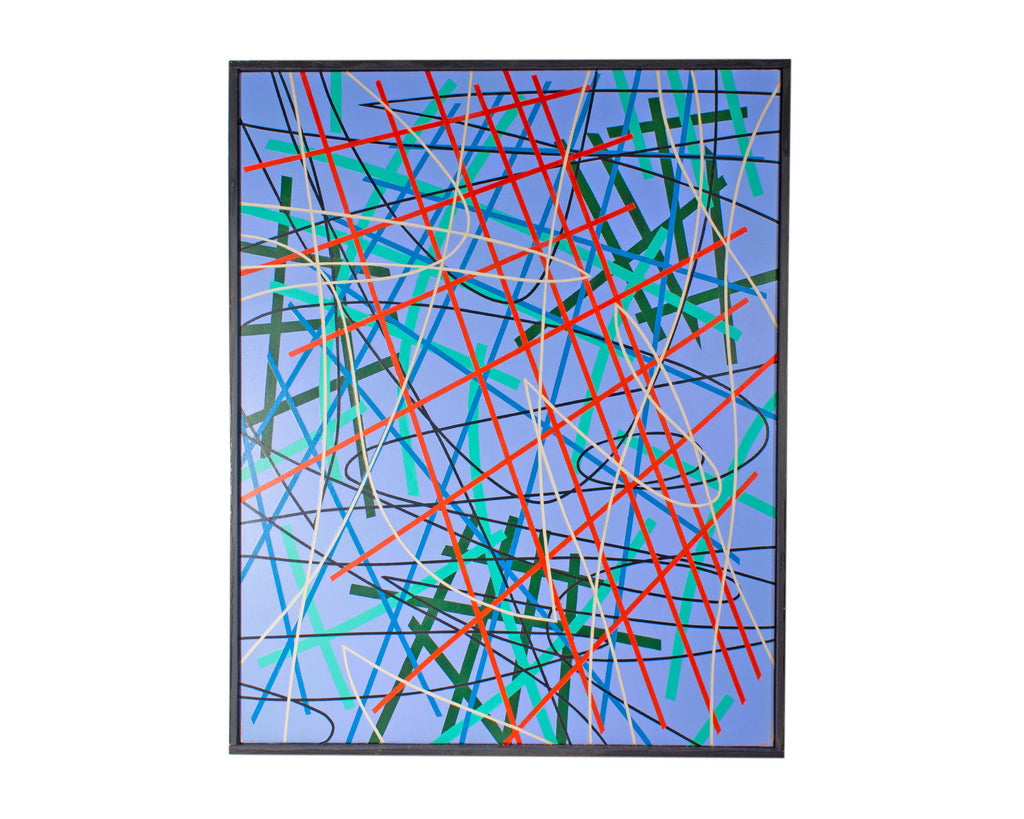 James Massena March “Linear Composition with Grids” Acrylic on Canvas Painting