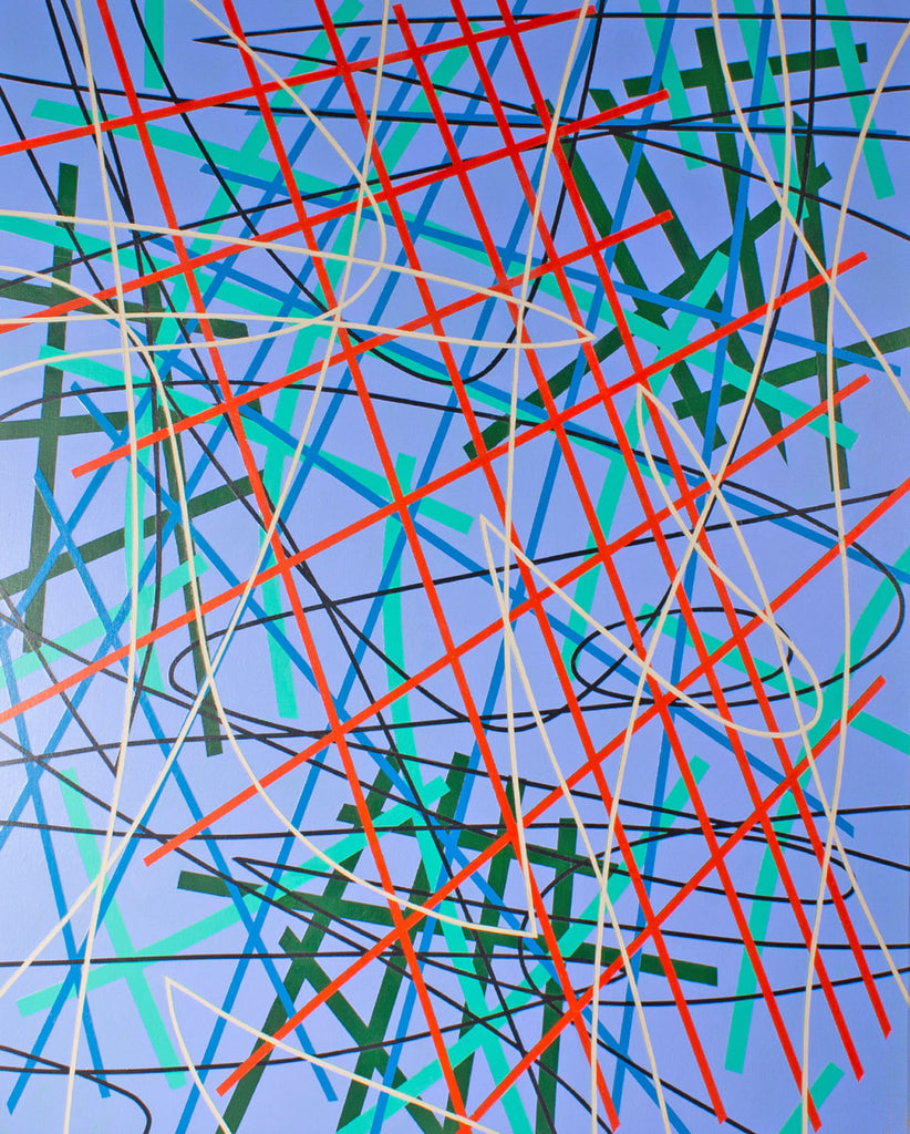 James Massena March “Linear Composition with Grids” Acrylic on Canvas Painting