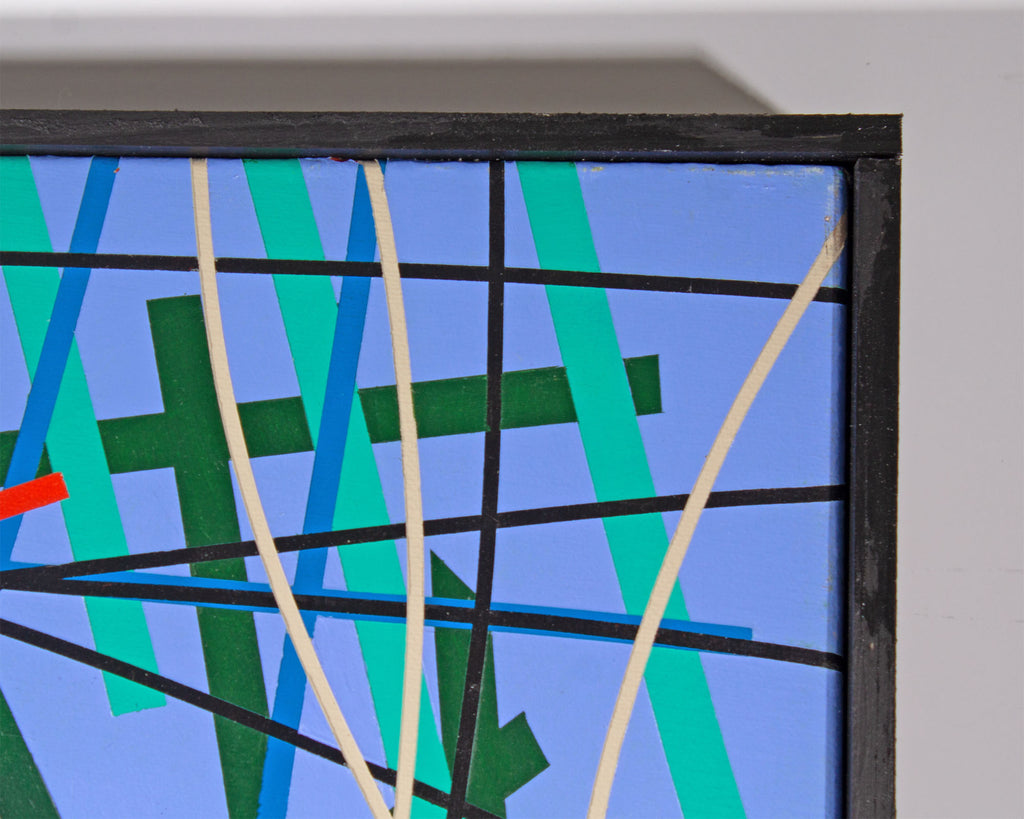 James Massena March “Linear Composition with Grids” Acrylic on Canvas Painting