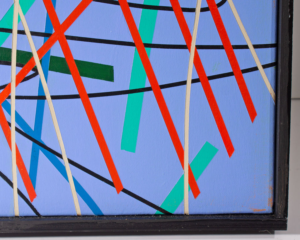 James Massena March “Linear Composition with Grids” Acrylic on Canvas Painting