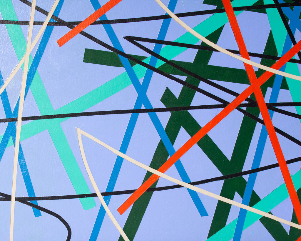 James Massena March “Linear Composition with Grids” Acrylic on Canvas Painting