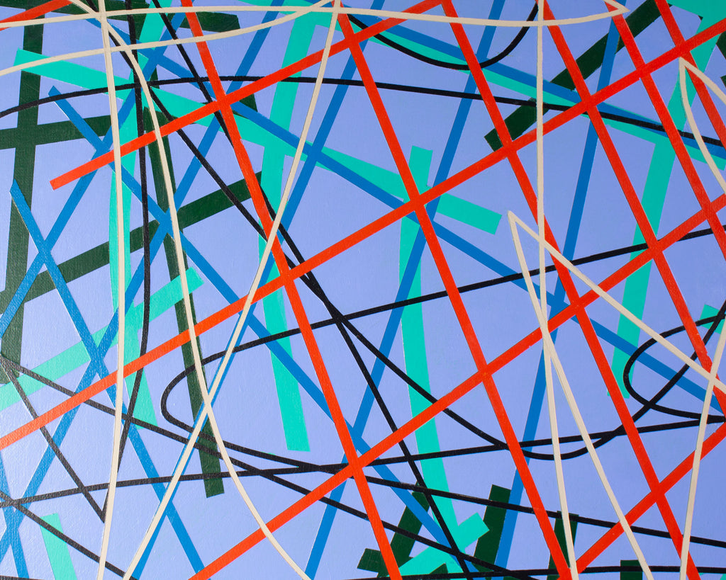 James Massena March “Linear Composition with Grids” Acrylic on Canvas Painting