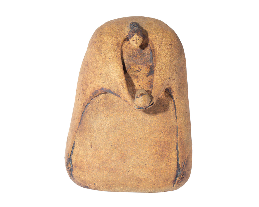 Jean Juhlin Signed Stoneware Sculpture of a Mother and Child