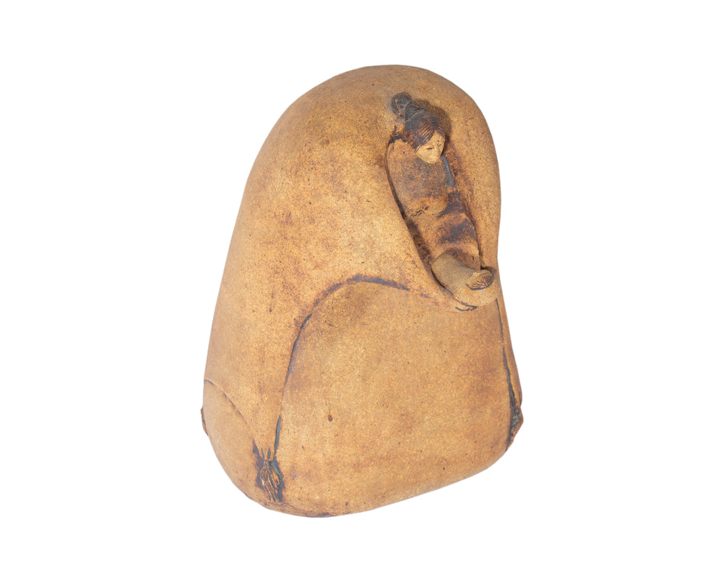 Jean Juhlin Signed Stoneware Sculpture of a Mother and Child