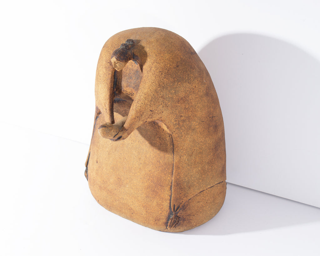 Jean Juhlin Signed Stoneware Sculpture of a Mother and Child