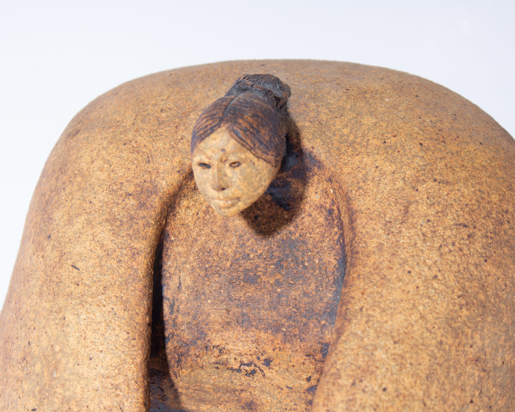 Jean Juhlin Signed Stoneware Sculpture of a Mother and Child