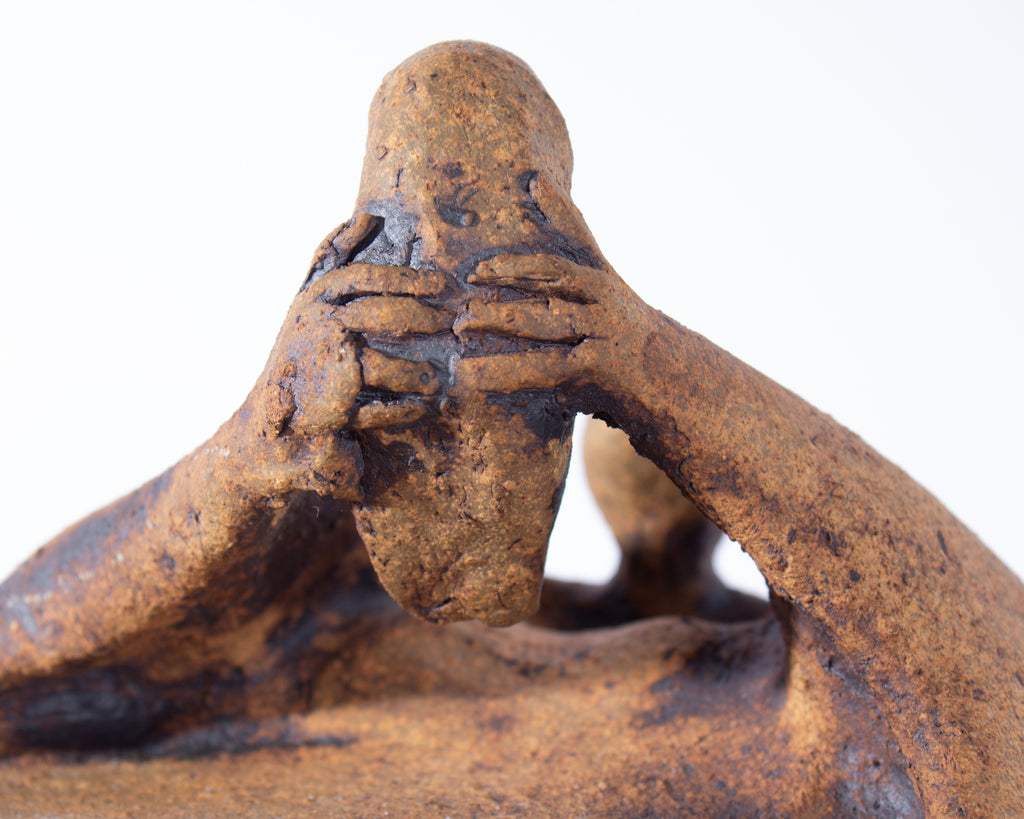 Jean Juhlin Signed Stoneware Sculpture of a Mother and Child