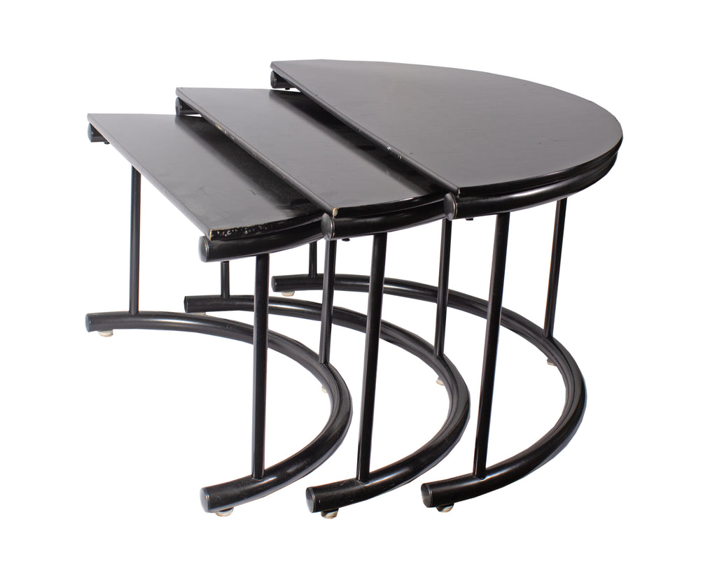 Postmodern 1980s Black Semi-Circle Nesting Tables
