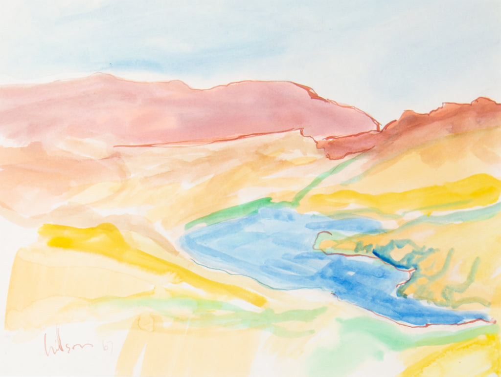 Harry Hilson 1967 Abstract Watercolor Landscape Painting