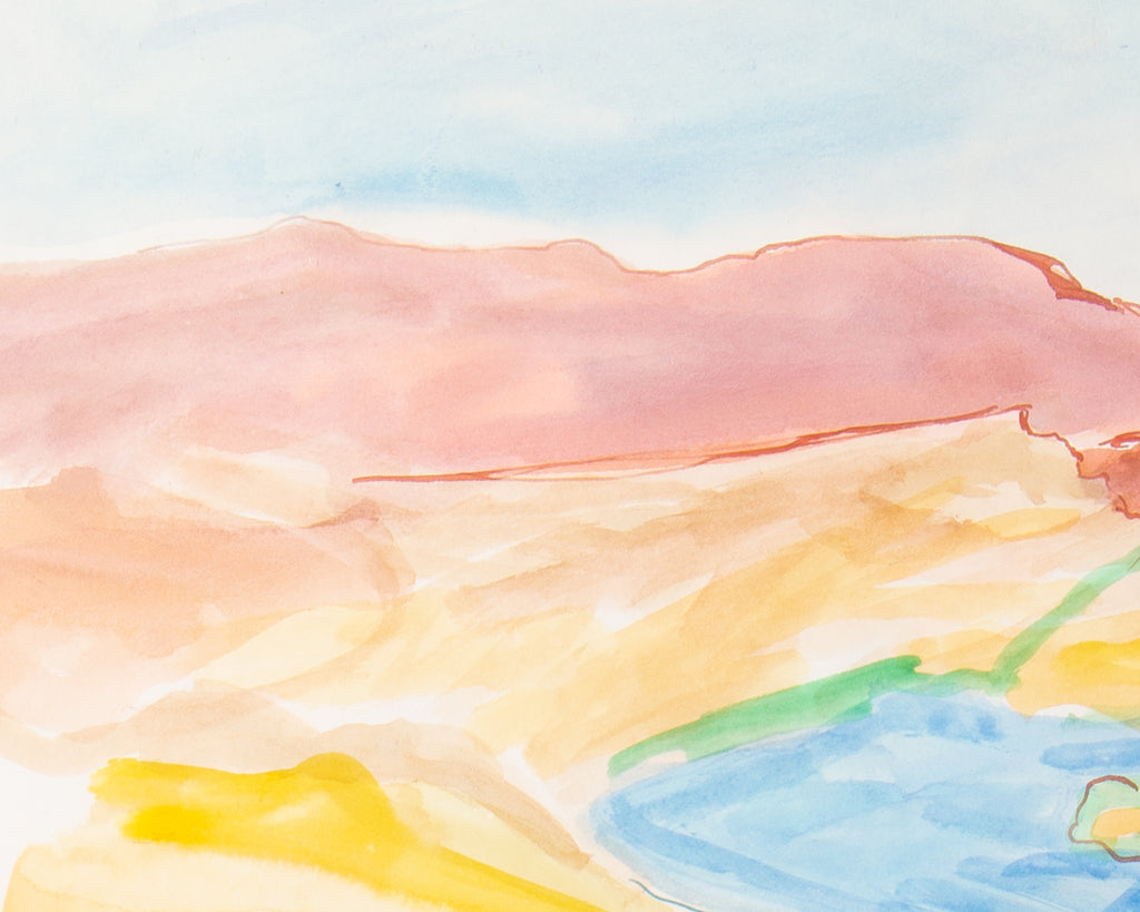 Harry Hilson 1967 Abstract Watercolor Landscape Painting