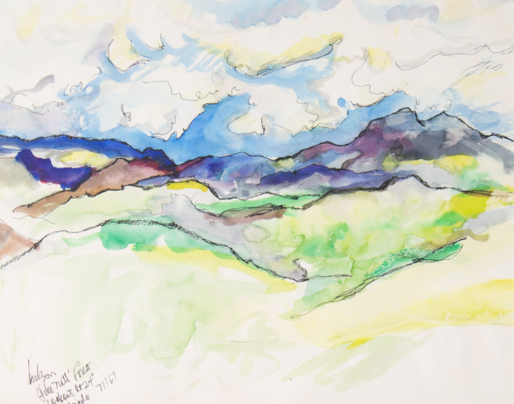 Harry Hilson 1967 Watercolor and Ink Painting of Pike National Forest, Colorado