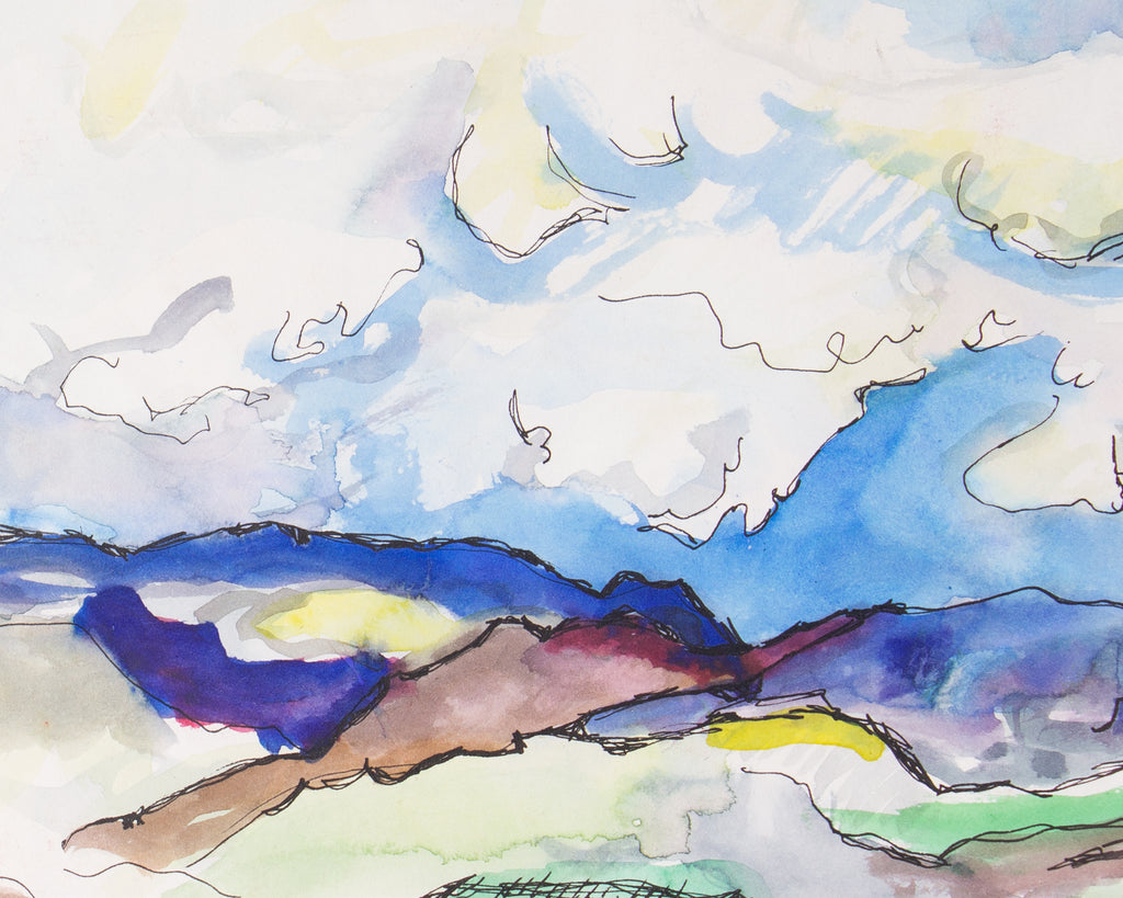 Harry Hilson 1967 Watercolor and Ink Painting of Pike National Forest, Colorado