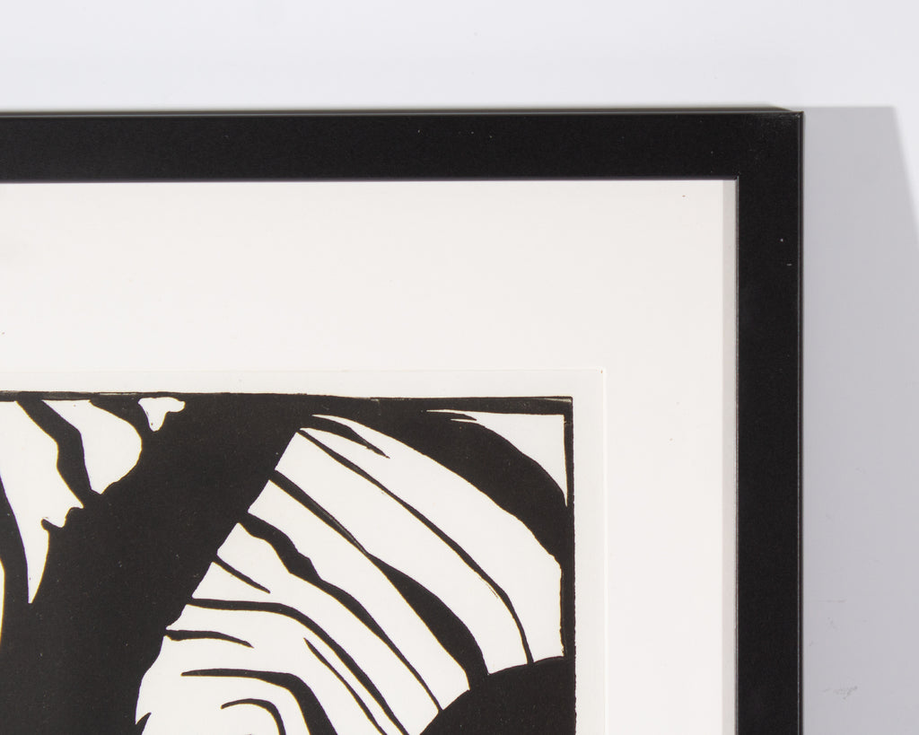 Kathryn E. Eichlin 1974 “Black on White” Relief Print of Zebras