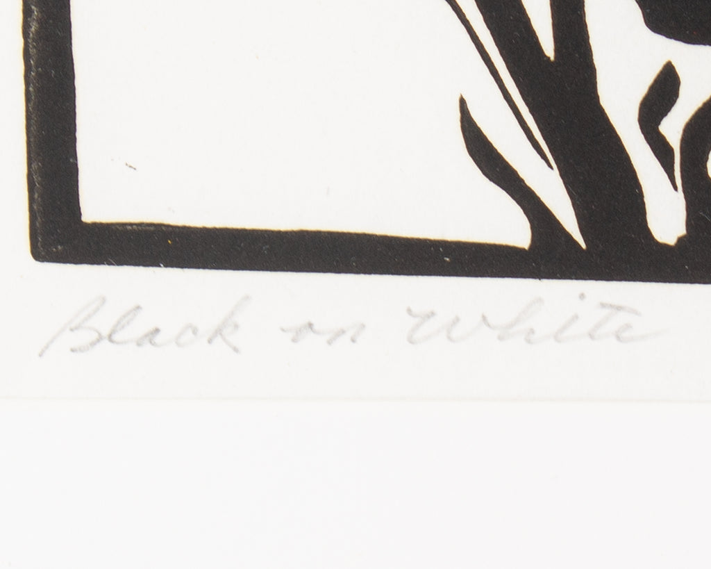Kathryn E. Eichlin 1974 “Black on White” Relief Print of Zebras