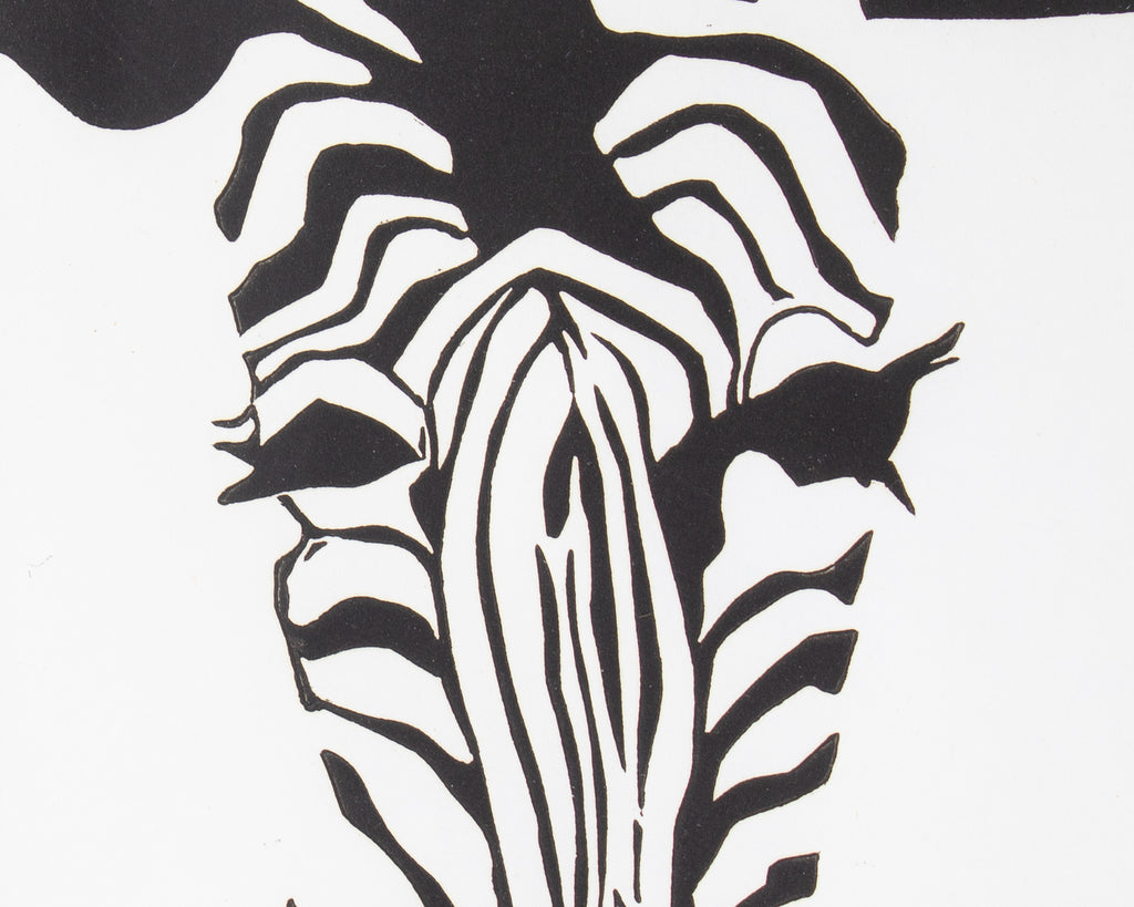 Kathryn E. Eichlin 1974 “Black on White” Relief Print of Zebras